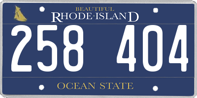 RI license plate 258404