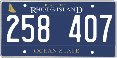 RI license plate 258407
