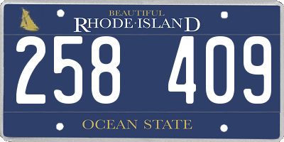 RI license plate 258409