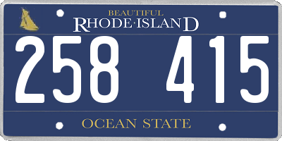 RI license plate 258415