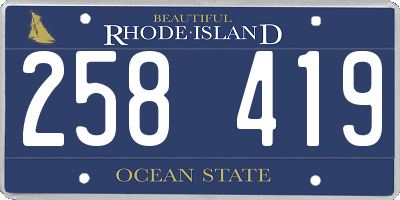 RI license plate 258419