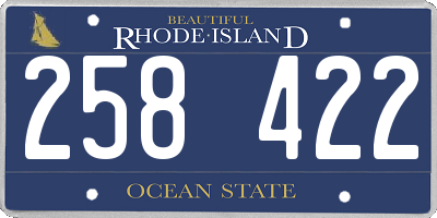 RI license plate 258422