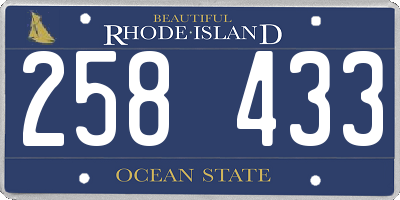 RI license plate 258433