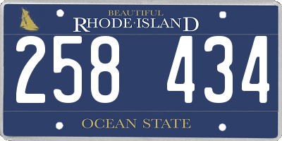 RI license plate 258434