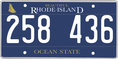 RI license plate 258436