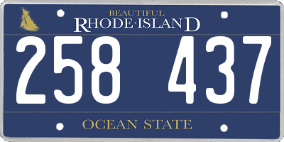 RI license plate 258437