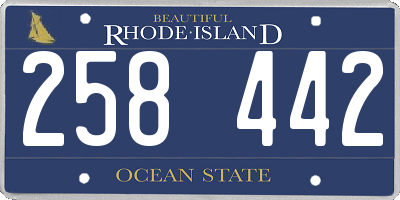RI license plate 258442