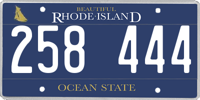 RI license plate 258444