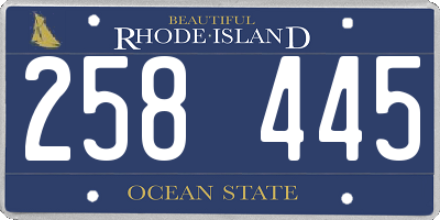 RI license plate 258445