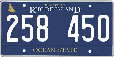 RI license plate 258450