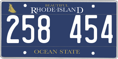RI license plate 258454