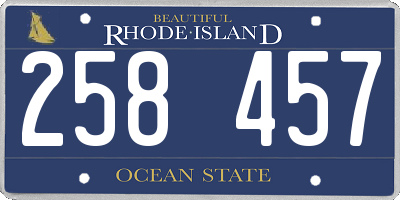 RI license plate 258457