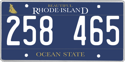 RI license plate 258465