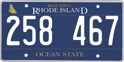 RI license plate 258467