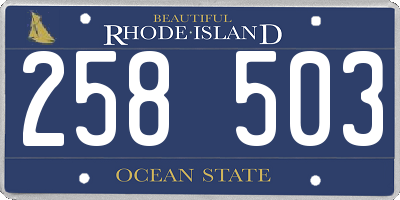 RI license plate 258503