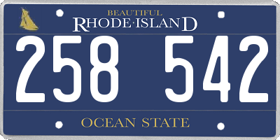 RI license plate 258542