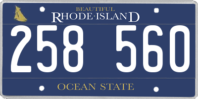 RI license plate 258560
