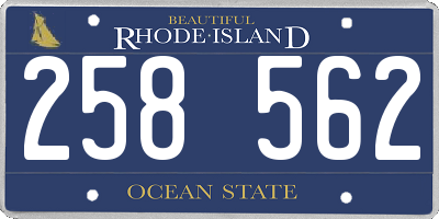 RI license plate 258562