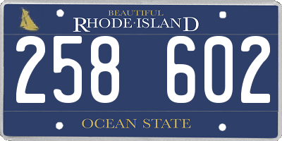 RI license plate 258602