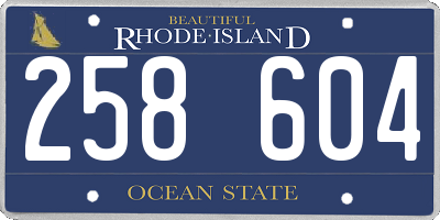 RI license plate 258604
