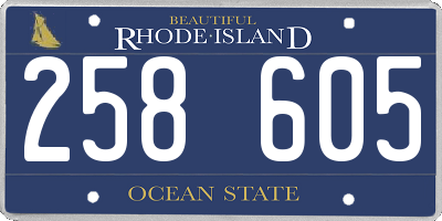 RI license plate 258605