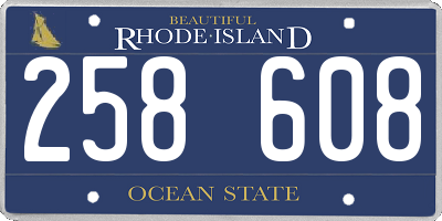 RI license plate 258608