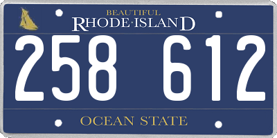 RI license plate 258612