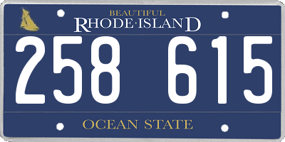 RI license plate 258615