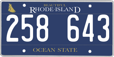 RI license plate 258643