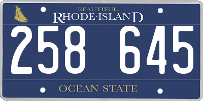 RI license plate 258645