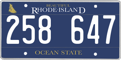 RI license plate 258647
