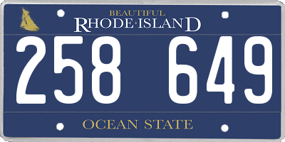 RI license plate 258649