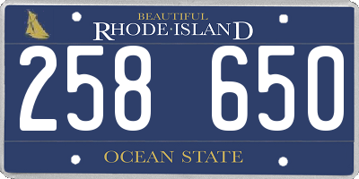 RI license plate 258650