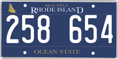 RI license plate 258654