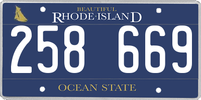 RI license plate 258669