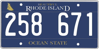 RI license plate 258671