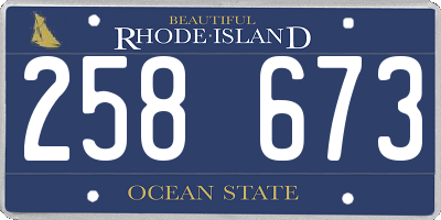 RI license plate 258673