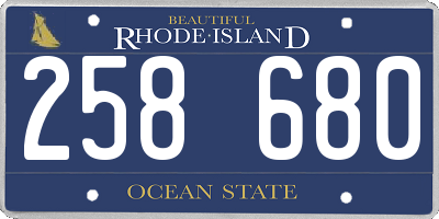 RI license plate 258680