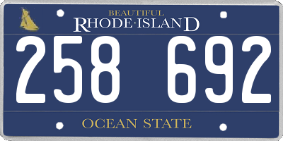 RI license plate 258692
