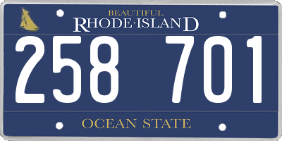 RI license plate 258701