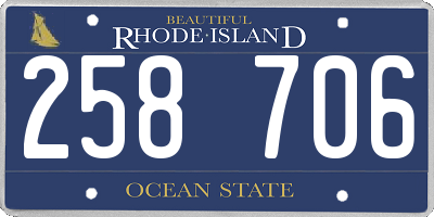 RI license plate 258706