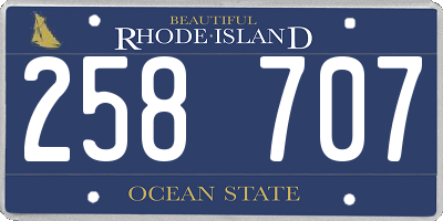 RI license plate 258707