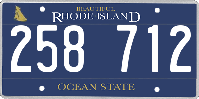 RI license plate 258712