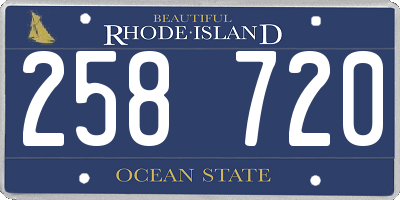 RI license plate 258720