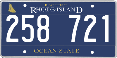 RI license plate 258721