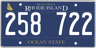 RI license plate 258722