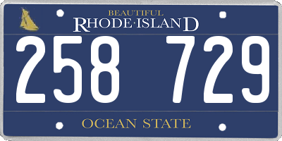 RI license plate 258729