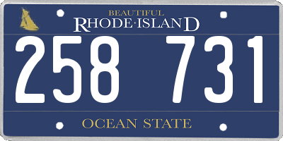 RI license plate 258731