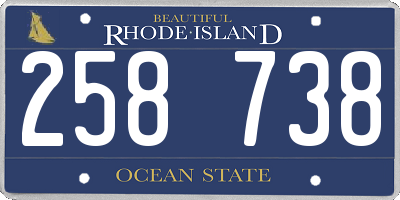 RI license plate 258738