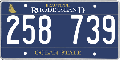 RI license plate 258739